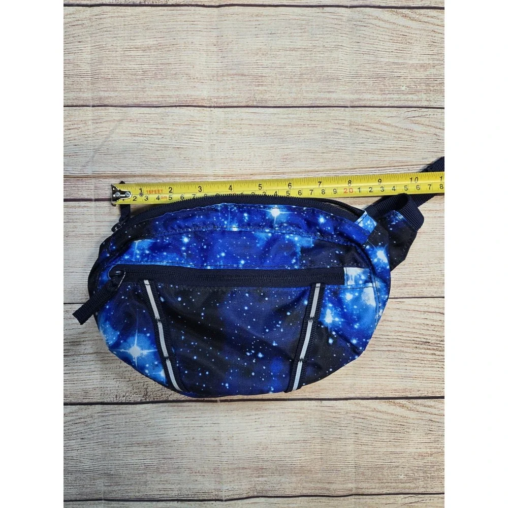 Lands' End Kid's Fanny Pack Belt Bag Compartments Nylon Adjustable Blue Galaxy